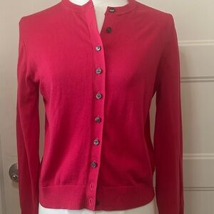 Madewell Cotton Crewneck Cardigan in Watermelon Sz small LIKE NEW